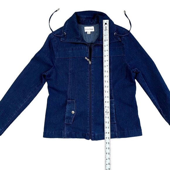 Studio Works Zip Up Denim Blouse | Denim Blue | Size PS - Picture 10 of 10